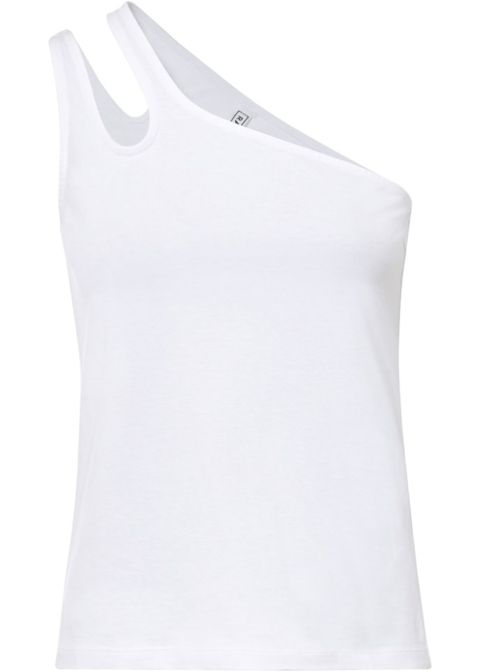 Cold-Shoulder Top mit Bio-Baumwolle in weiß von vorne - RAINBOW