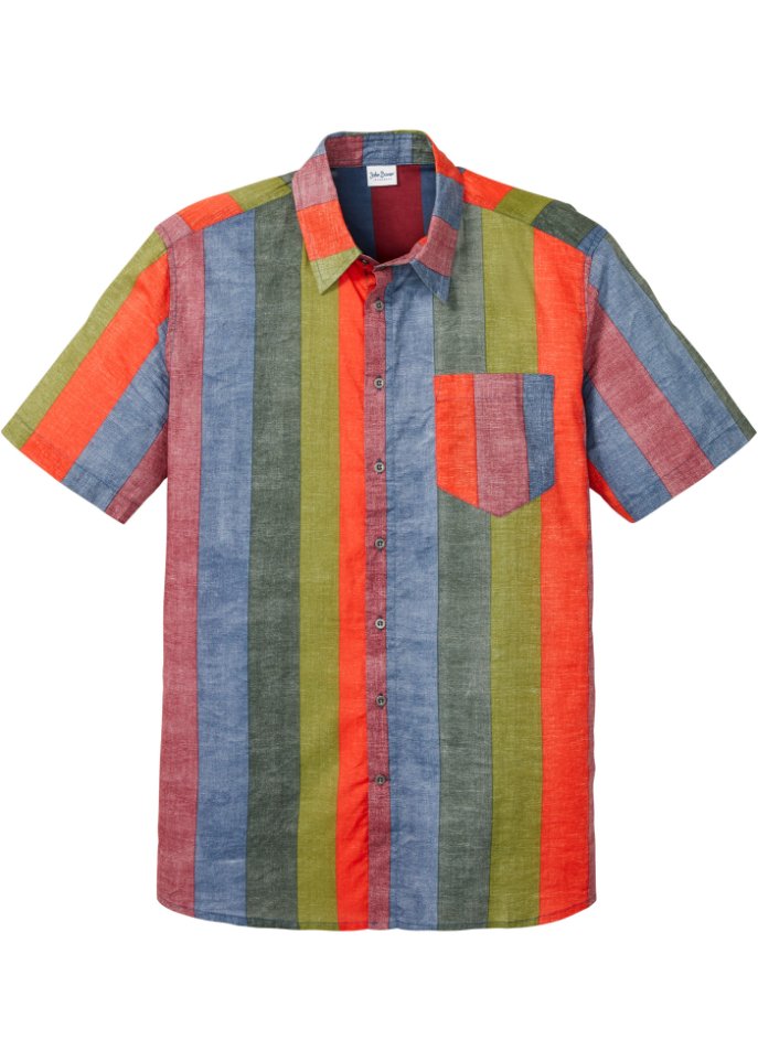 Kurzarmhemd in sommerlich leichter Qualität in bunt von vorne - John Baner JEANSWEAR