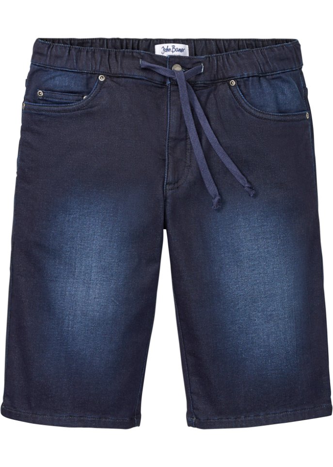 Sweat-Jeans-Bermuda mit Komfortschnitt, Regular Fit in blau von vorne - John Baner JEANSWEAR