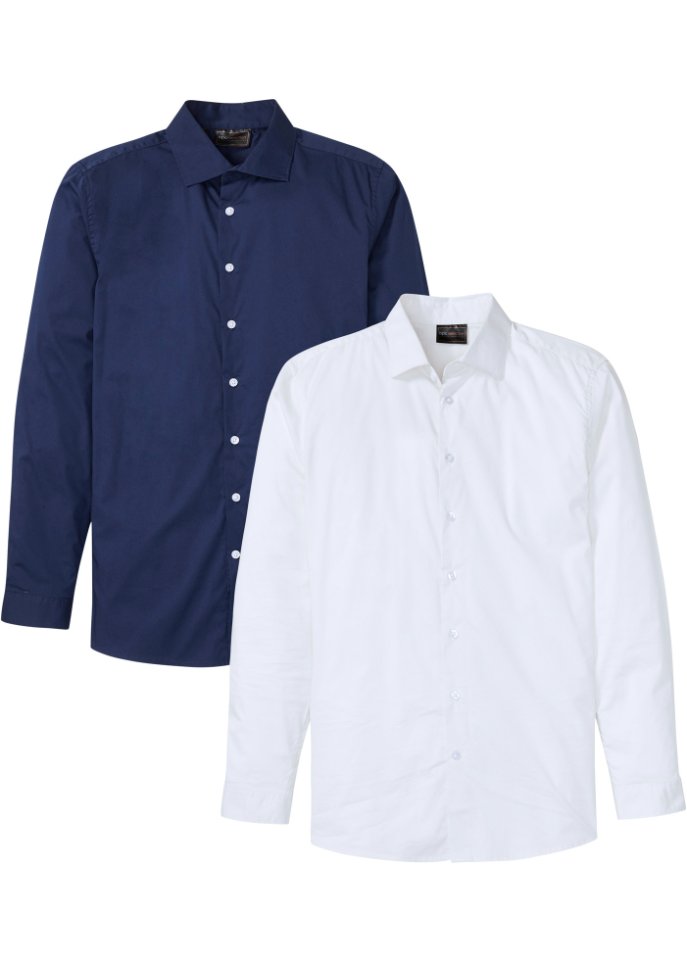 Business-Hemd, Slim Fit (2er Pack) in weiß von vorne - bpc selection