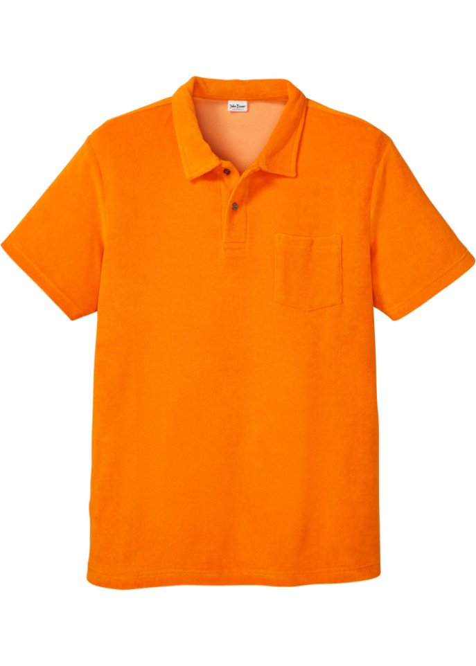 Poloshirt aus weichem Frottee, Kurzarm in orange von vorne - John Baner JEANSWEAR