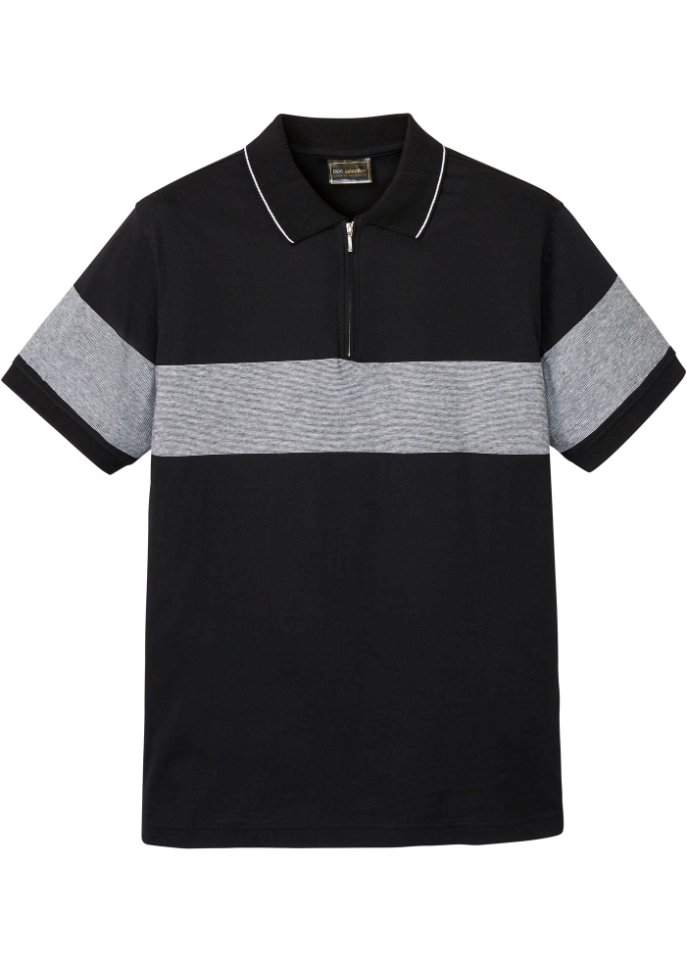 Poloshirt mit Reißverschluss in schwarz von vorne - bpc selection