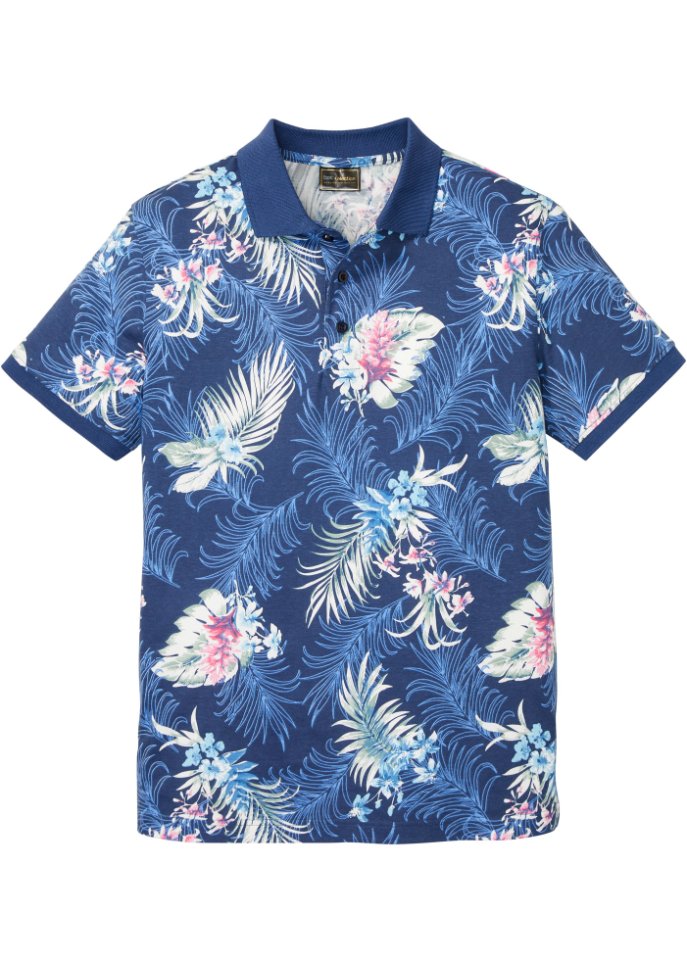 Poloshirt Hawaii in blau von vorne - bpc selection