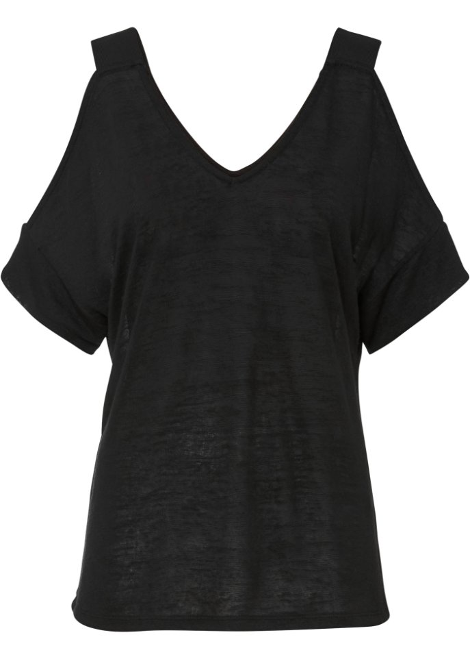 Shirt mit Cut-Out in schwarz von vorne - BODYFLIRT