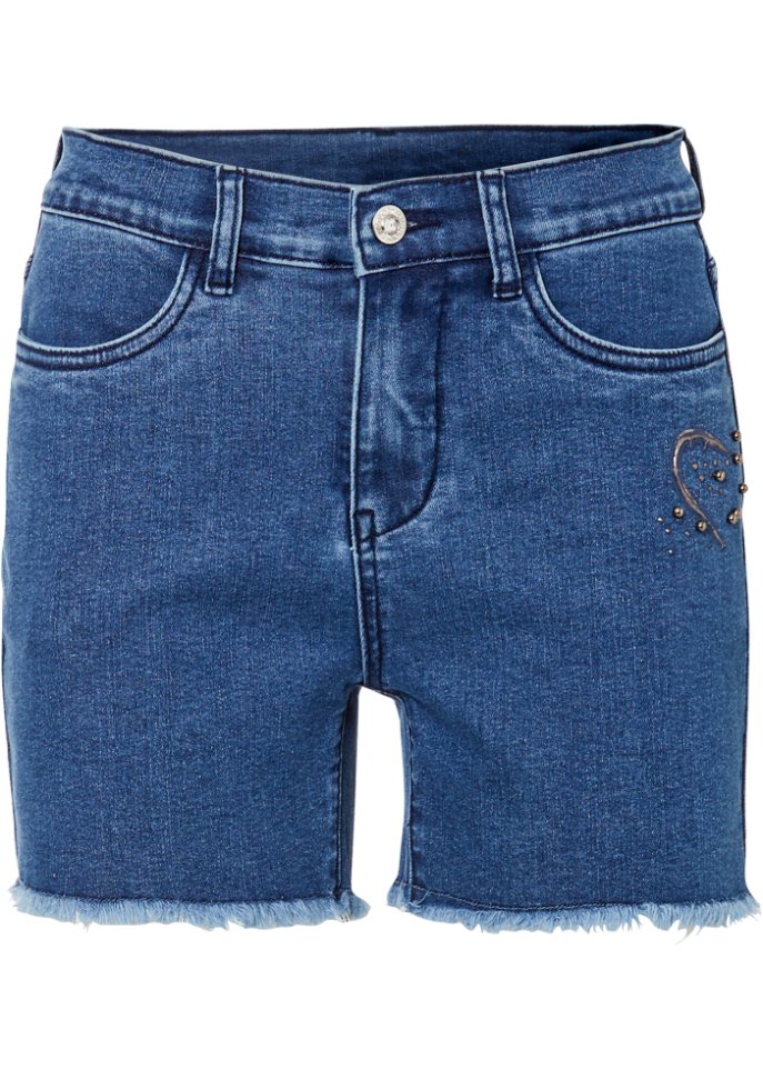 Jeans-Shorts mit Applikation in blau von vorne - BODYFLIRT