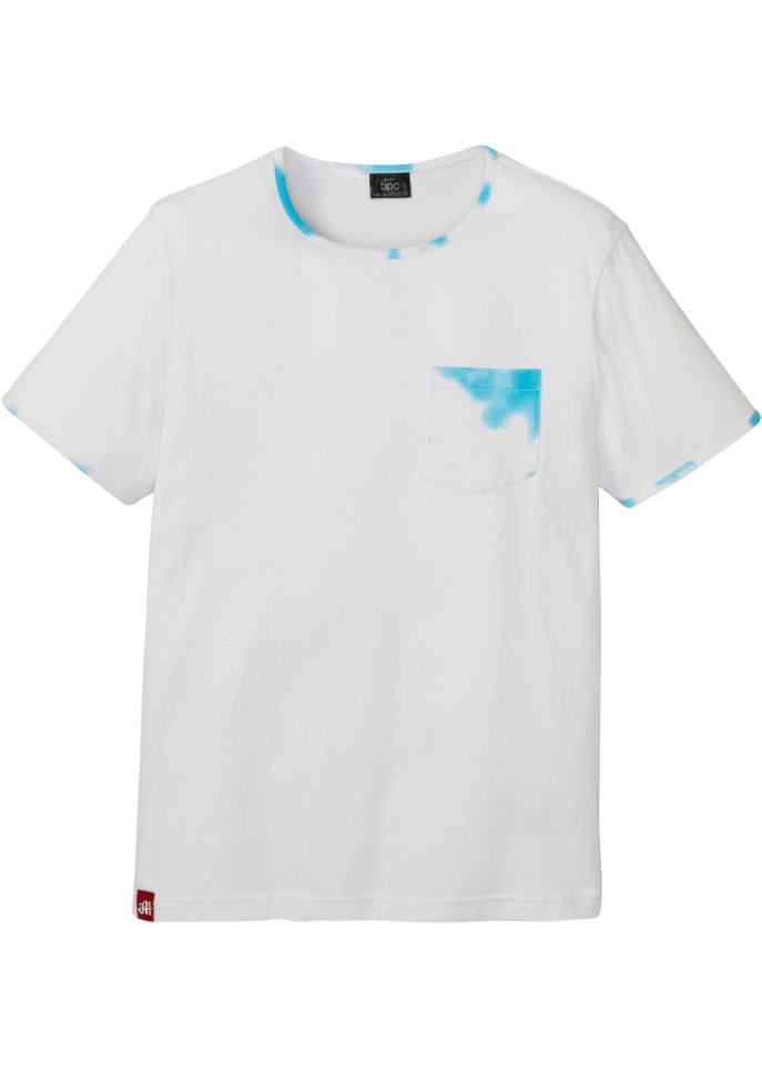 T-Shirt mit bedruckter-Brusttasche in weiß von vorne - bpc bonprix collection