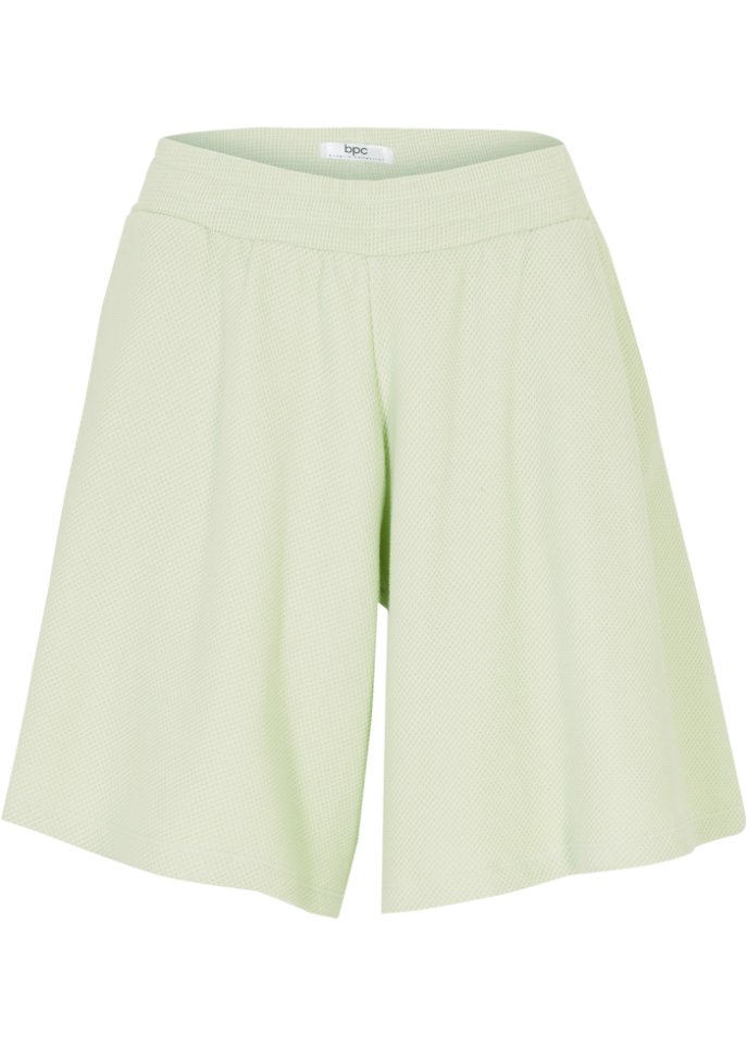 Shorts aus Wafflejersey und Bequembund in grün von vorne - bpc bonprix collection