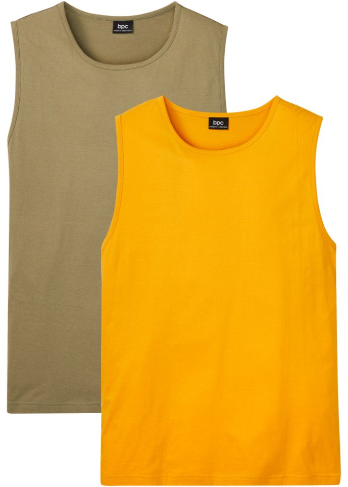 Muskel-Shirt (2er Pack) in grün von vorne - bpc bonprix collection