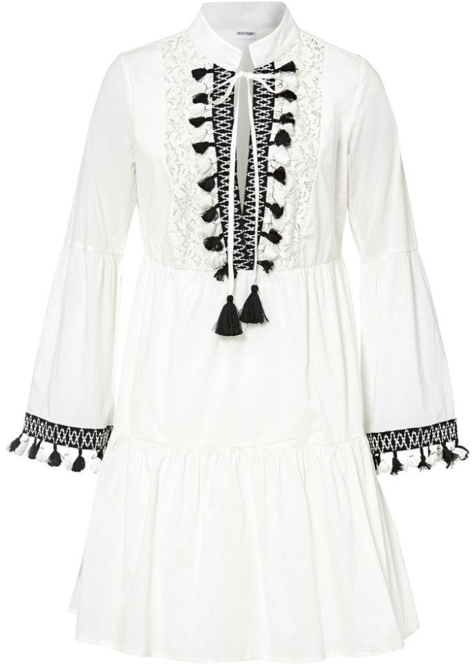 Tunika-Kleid in weiß von vorne - BODYFLIRT