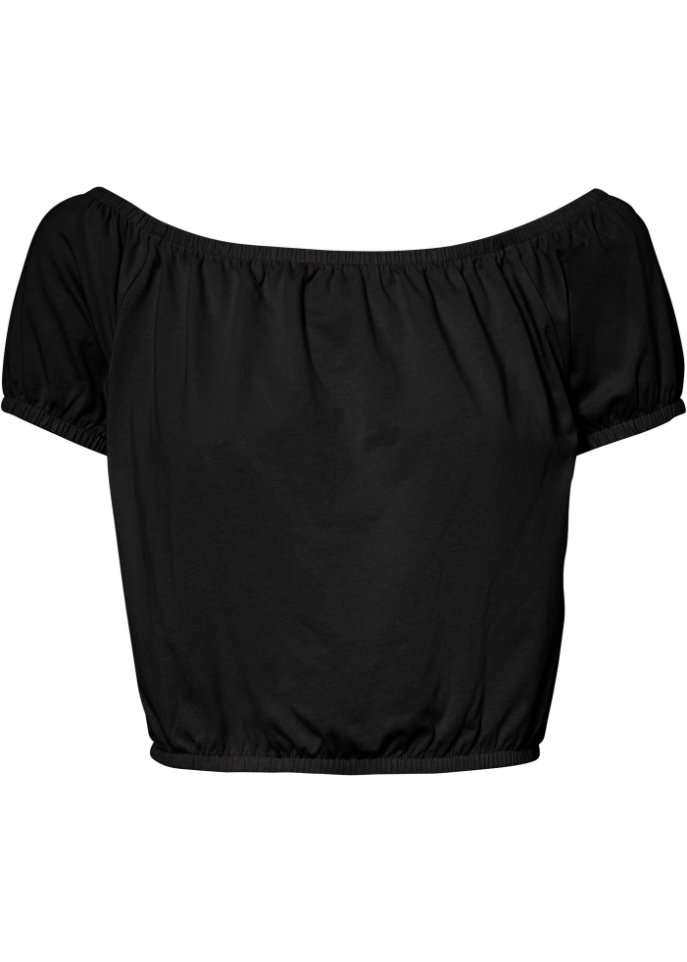 Cropped Shirt in schwarz von vorne - RAINBOW