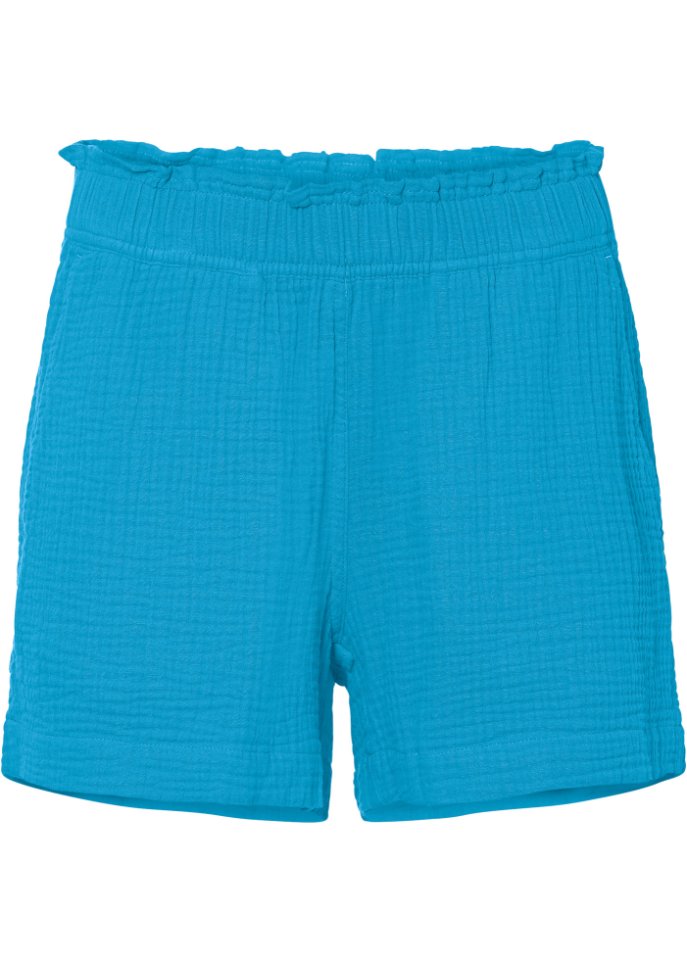 Musselin-Shorts aus Baumwolle in blau von vorne - bpc bonprix collection