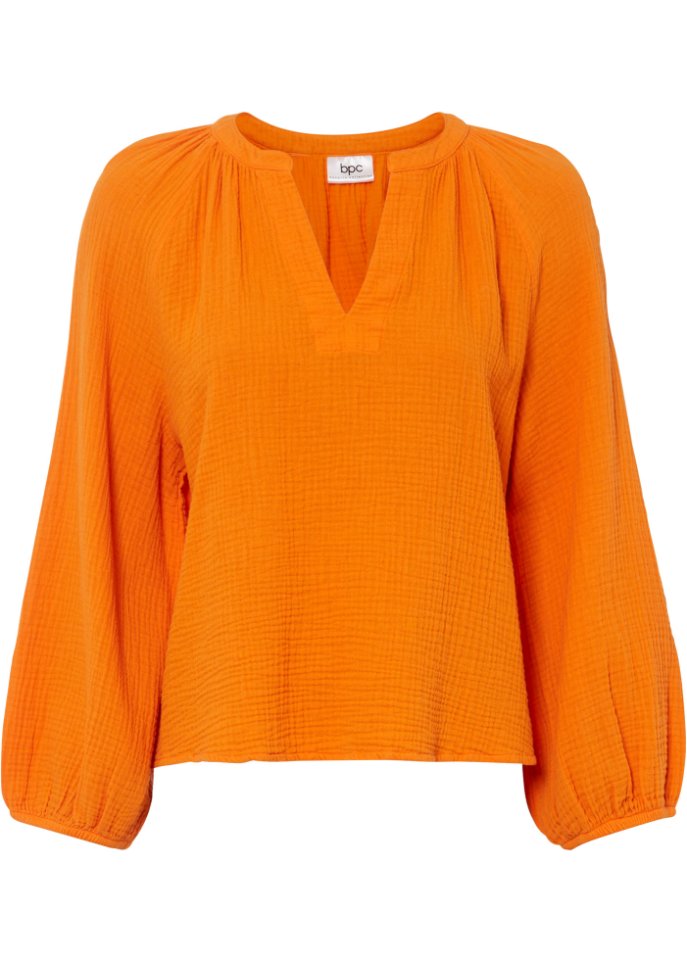 Musselin-Bluse aus Baumwolle in orange von vorne - bpc bonprix collection