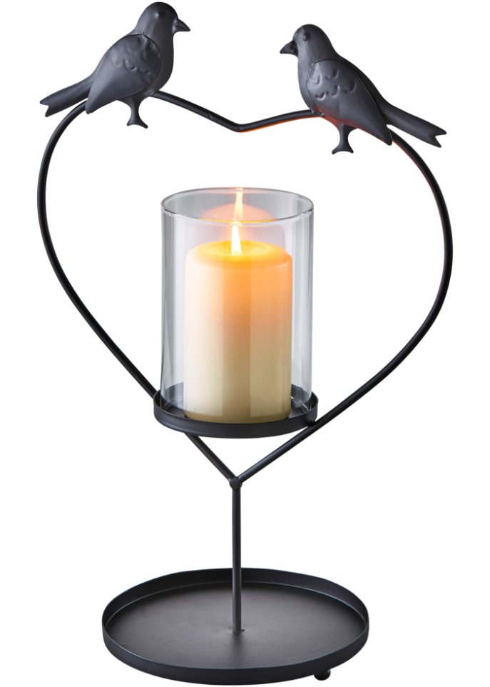 Kerzenhalter mit Herz in schwarz - bpc living bonprix collection