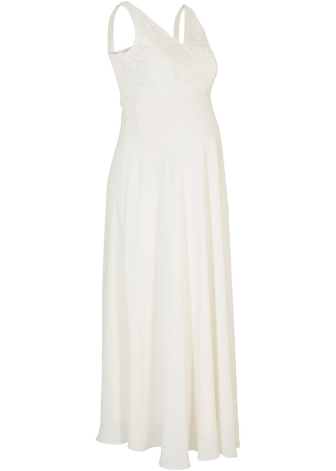 Umstands-Hochzeitskleid mit Spitze in weiß von vorne - bpc bonprix collection
