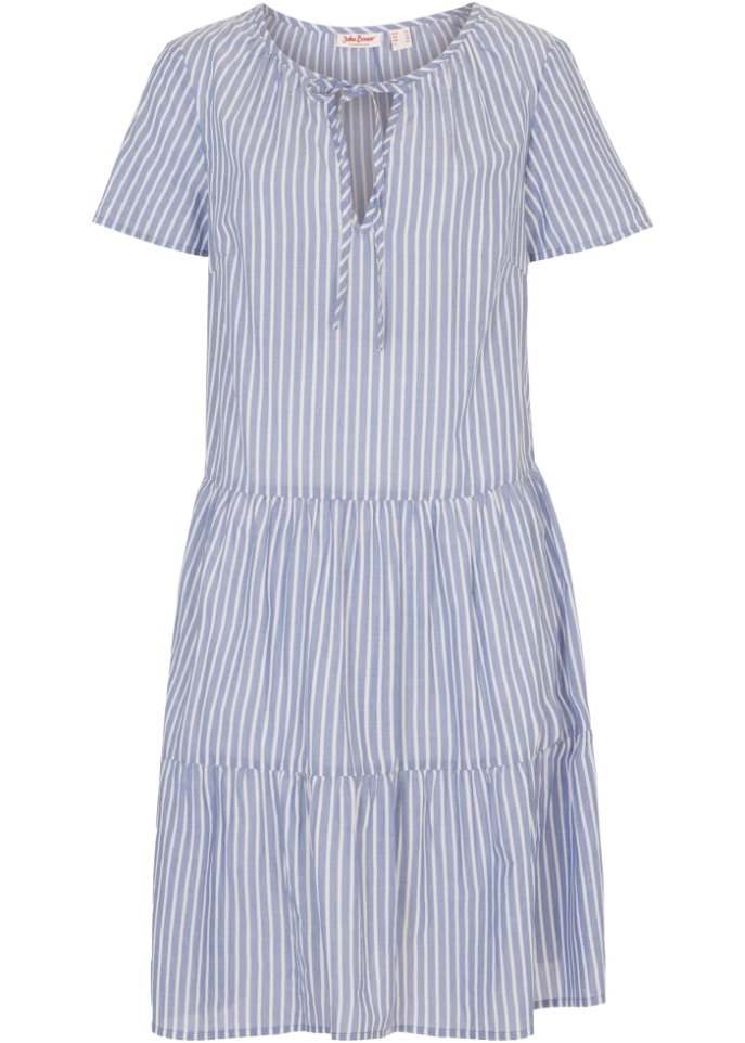 Sommer-Tunika-Kleid, gestreift in blau von vorne - John Baner JEANSWEAR