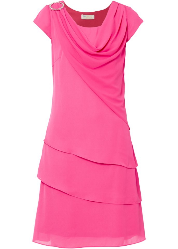 Premium Chiffonkleid im Lagenlook in pink von vorne - bpc selection premium