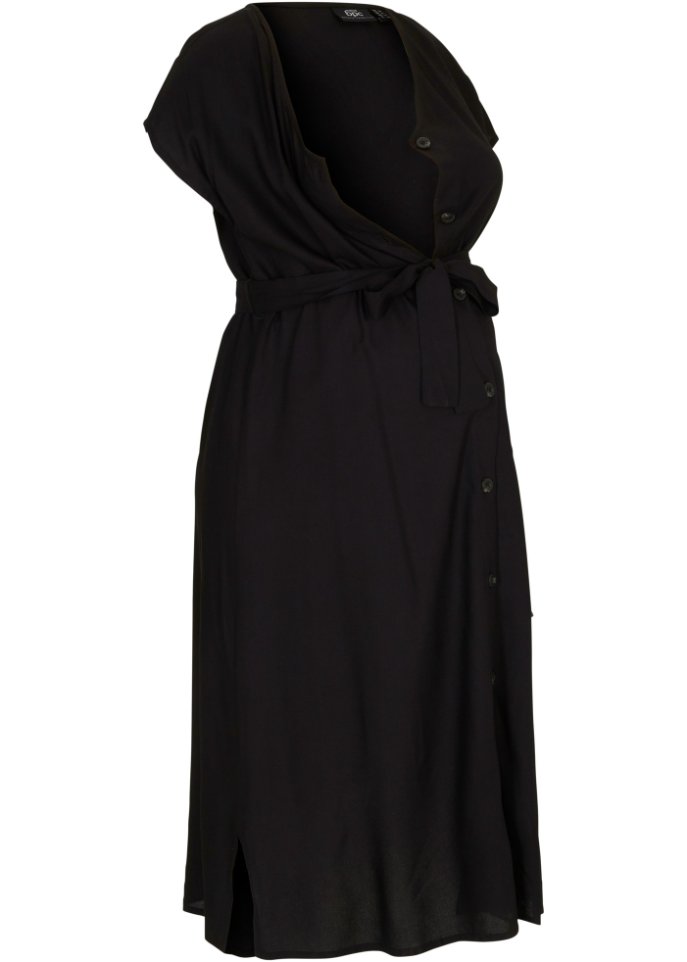 Umstands-Kleid / Still-Kleid mit Knopfleiste  in schwarz von vorne - bpc bonprix collection