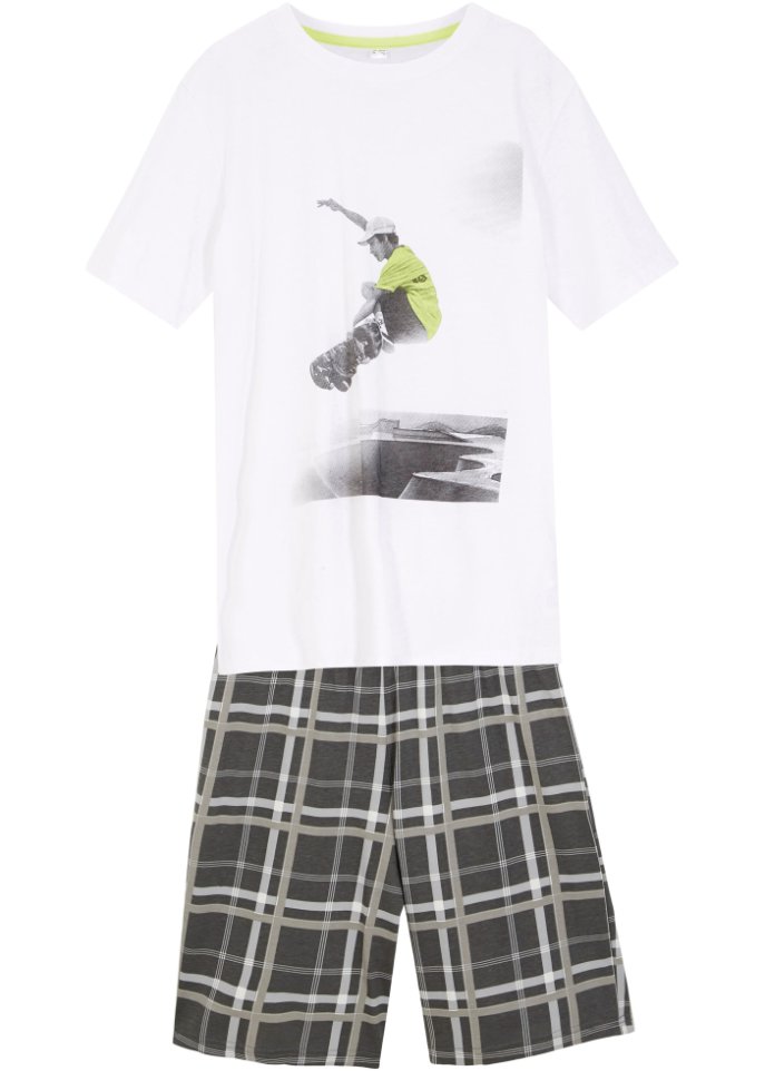Jungen T-Shirt und kurze Shirthose (2-tlg.Set)  in weiß von vorne - bpc bonprix collection