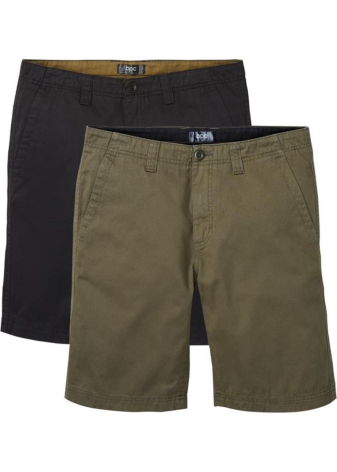 Chino-Bermuda, Regular Fit (2er Pack) in schwarz von vorne - bpc bonprix collection