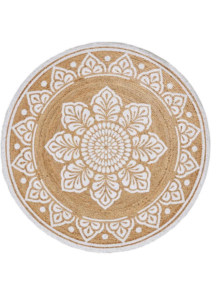 Runder Teppich mit Ornamentdruck in beige - bpc living bonprix collection