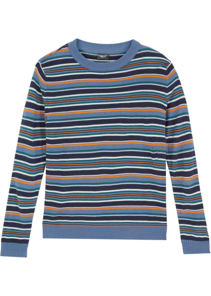 Jungen Pullover gestreift in blau von vorne - bpc bonprix collection