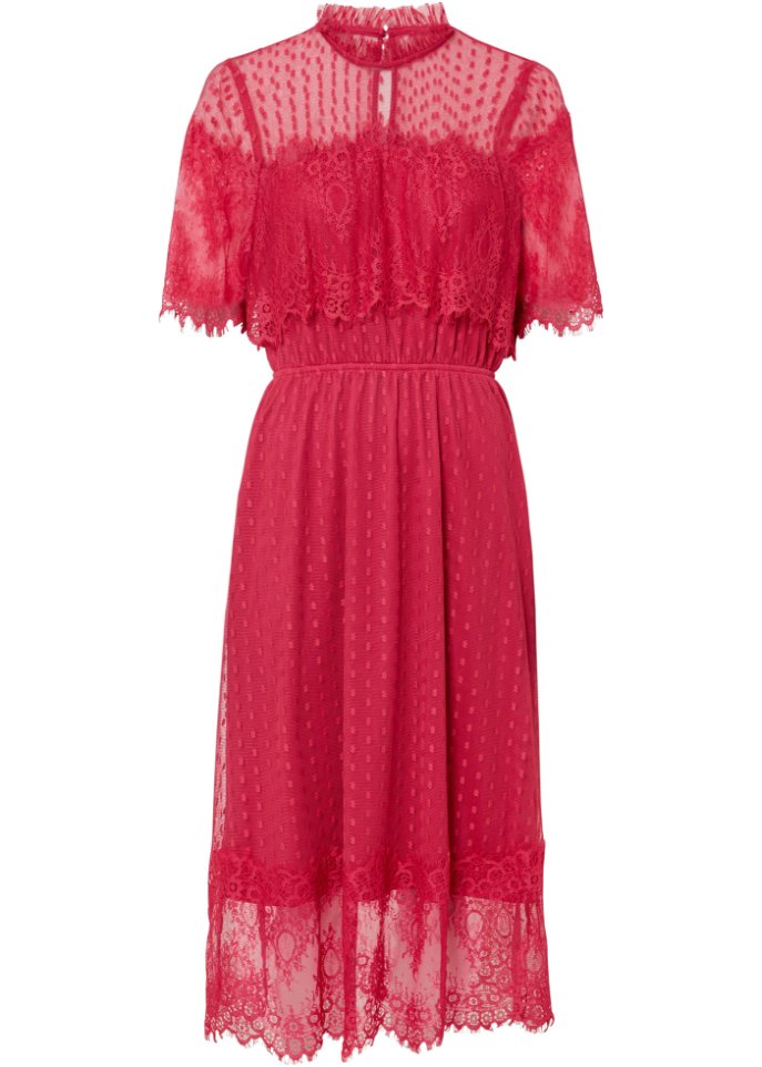Kleid aus Spitze in rosa von vorne - BODYFLIRT boutique