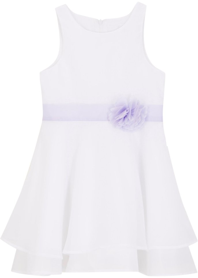  Festliches Mädchen Kleid aus Organza in weiß von vorne - bpc bonprix collection