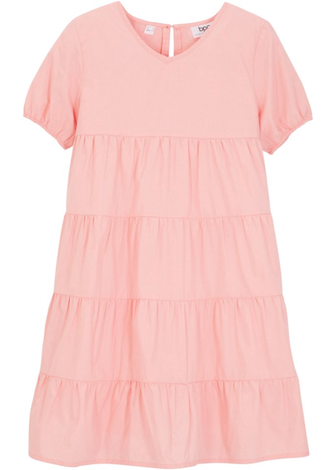 Mädchen Baumwoll-Kleid in rosa von vorne - bpc bonprix collection