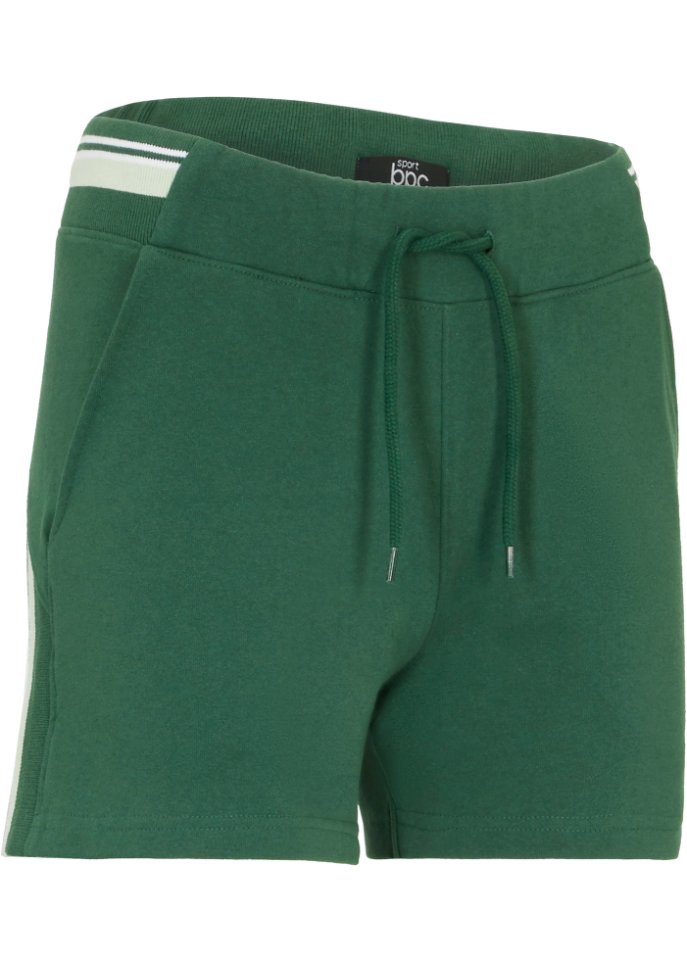 Sweat-Shorts mit Kontraststreifen in grün von vorne - bpc bonprix collection