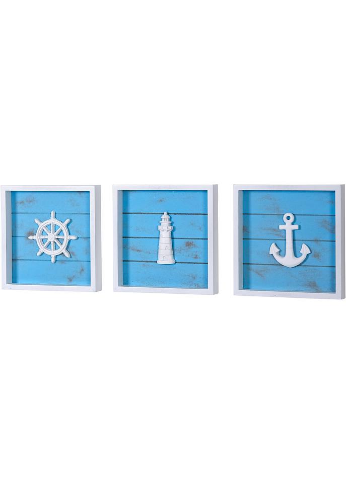 Bilder mit maritimen Design (3er Pack) in blau - bpc living bonprix collection