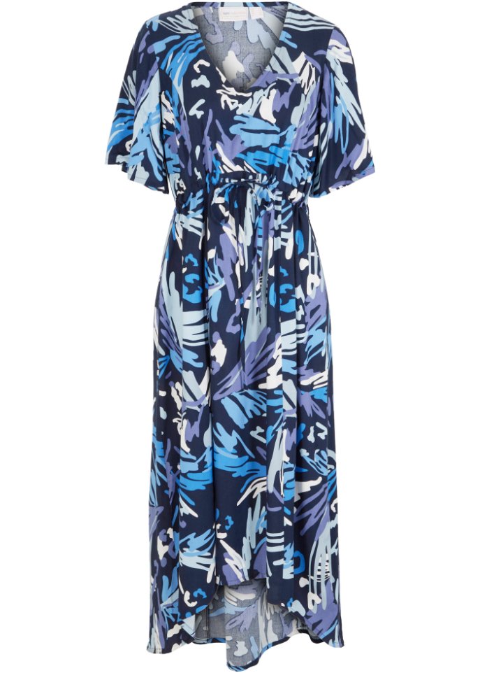 Viskose-Kleid bedruckt in blau von vorne - bpc selection