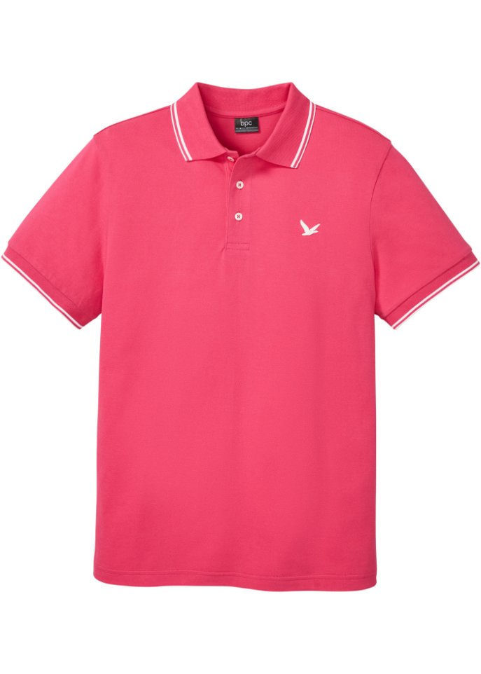 Pique-Poloshirt, Kurzarm in pink von vorne - bpc bonprix collection