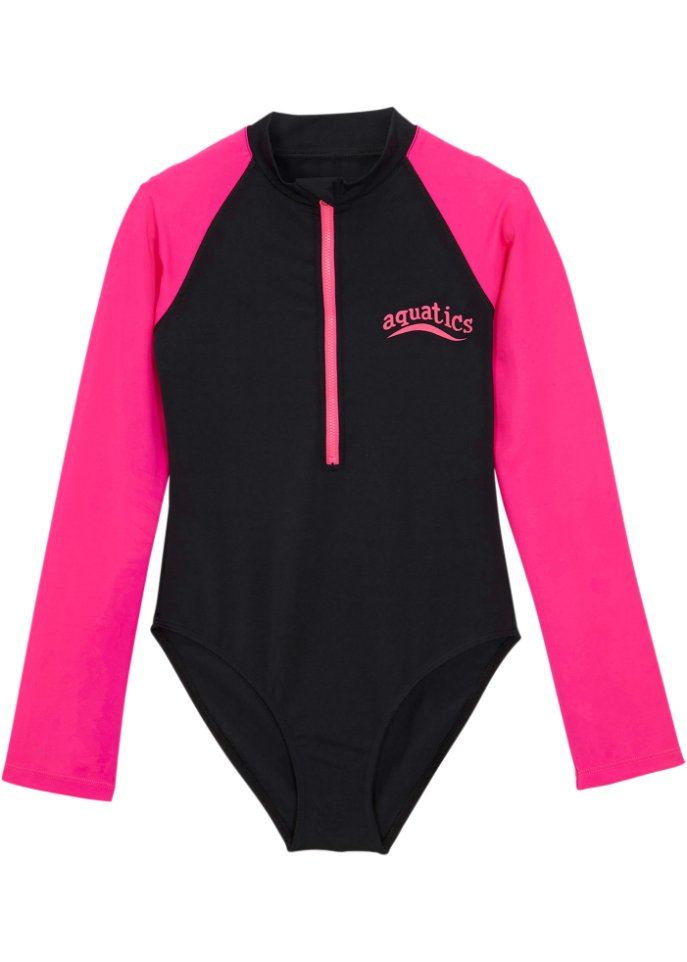 Mädchen Badeanzug mit UV-Schutz  in schwarz von vorne - bpc bonprix collection