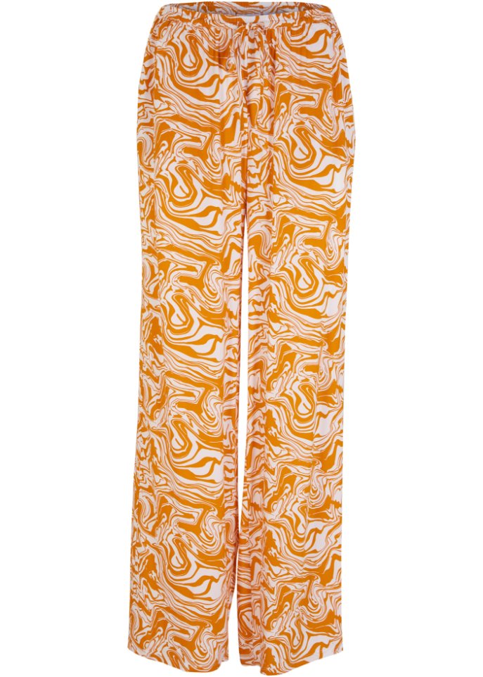 Weite Hose mit Muster in orange von vorne - bpc bonprix collection