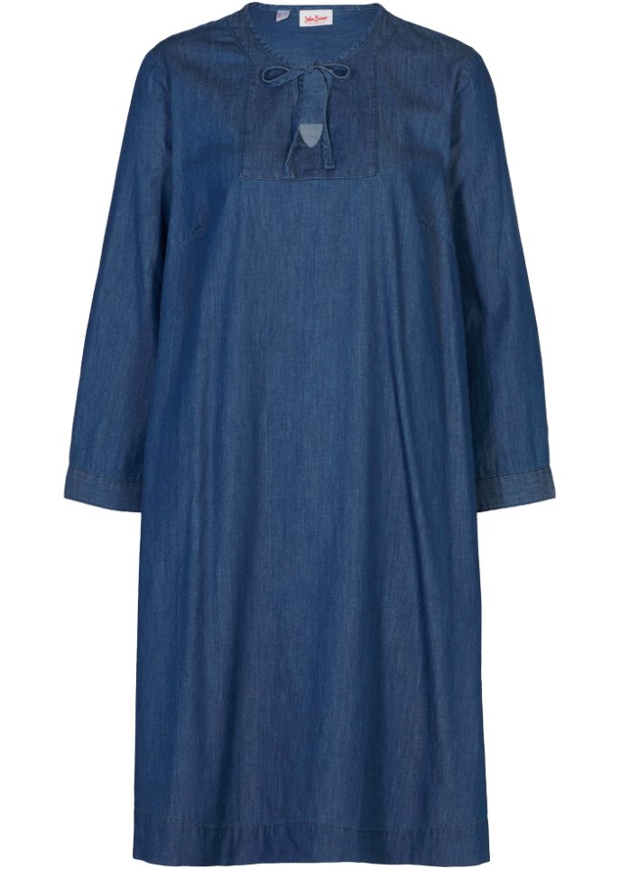 Jeanskleid mit Taschen in blau von vorne - John Baner JEANSWEAR