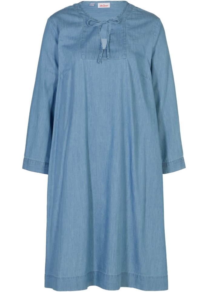 Jeanskleid mit Taschen in blau von vorne - John Baner JEANSWEAR