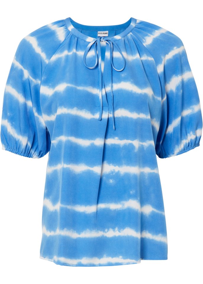 Bluse mit Batikdruck in blau von vorne - BODYFLIRT