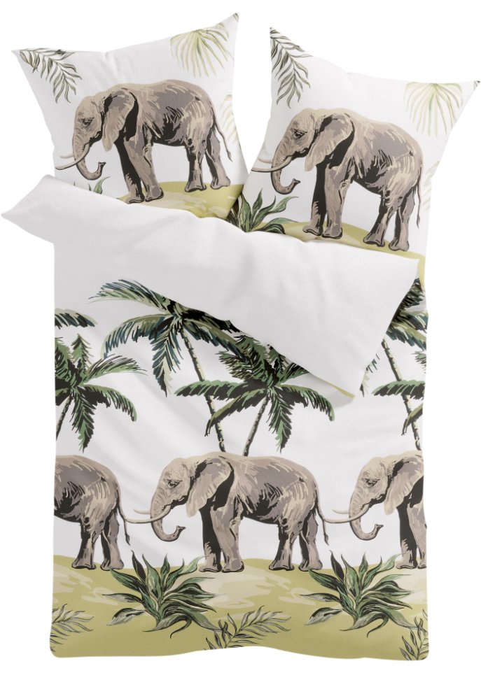 Bettwäsche mit Elefanten in weiß - bpc living bonprix collection