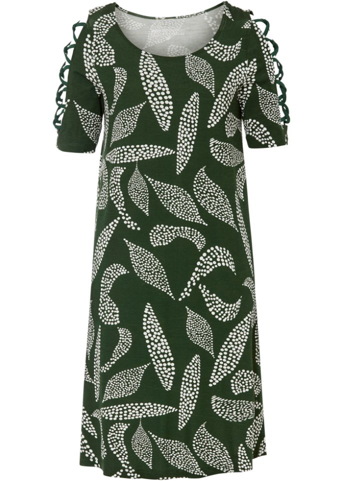 Cold-Shoulder-Kleid in grün von vorne - bpc selection