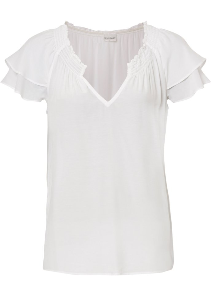 Modische Bluse vielseitig kombinierbar in weiß von vorne - BODYFLIRT