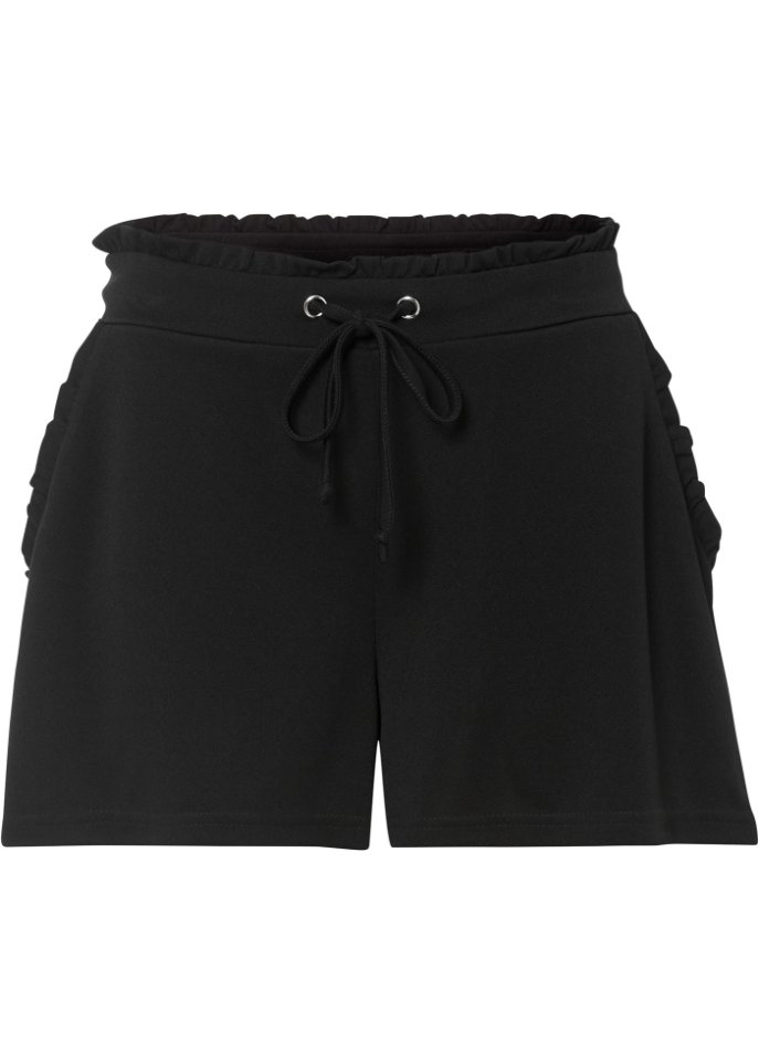 Jersey-Shorts in schwarz von vorne - BODYFLIRT