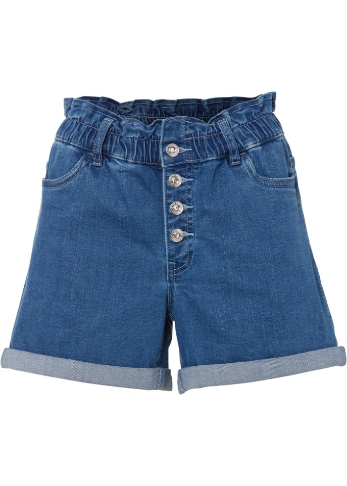 Jeans-Shorts mit Bequembund in blau von vorne - BODYFLIRT