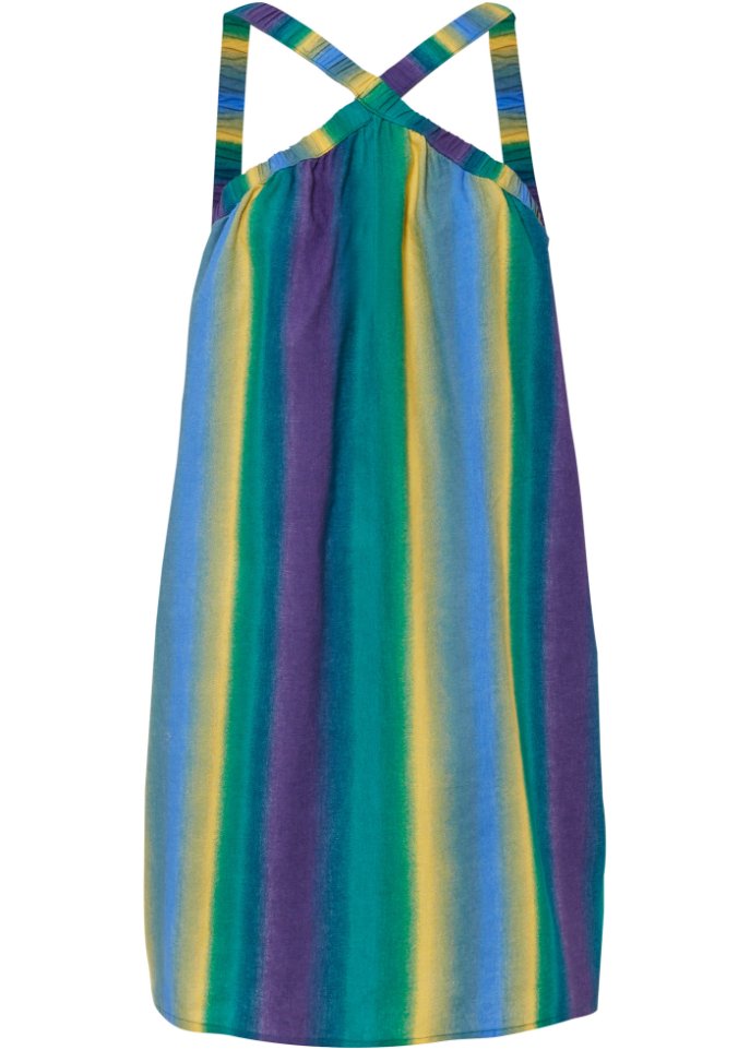 Leinenkleid mit Farbverlauf in lila von vorne - RAINBOW