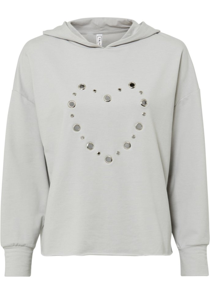 Sweatshirt mit dekorativem Herz in grau von vorne - RAINBOW