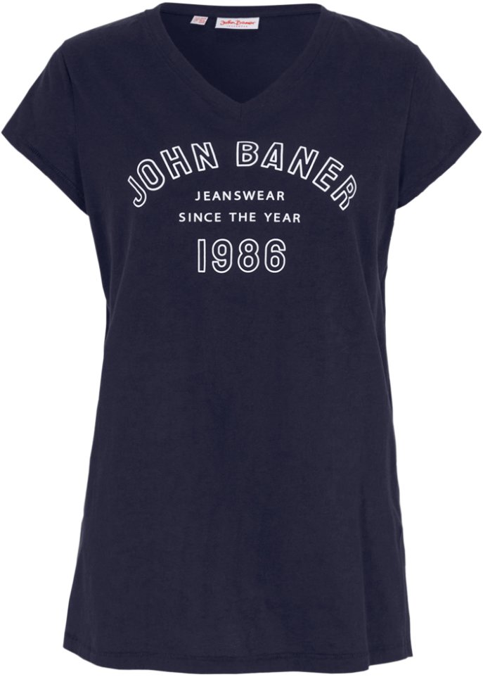 Longshirt in blau von vorne - John Baner JEANSWEAR