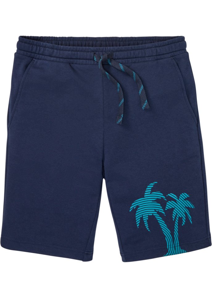 Sweat-Bermuda in blau von vorne - bpc bonprix collection