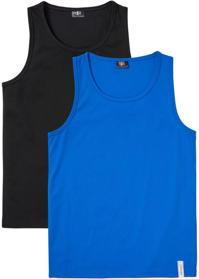Funktions-Muskel-Shirt (2er Pack) in blau von vorne - bpc bonprix collection