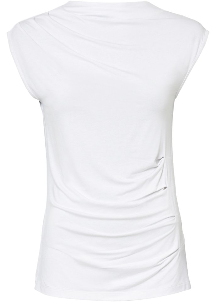 Shirt mit Raffungen in weiß von vorne - RAINBOW