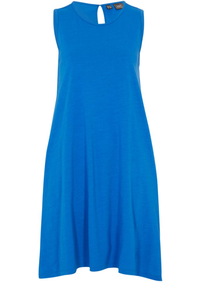 Hochgeschlossenes Jerseykleid in blau von vorne - bpc bonprix collection