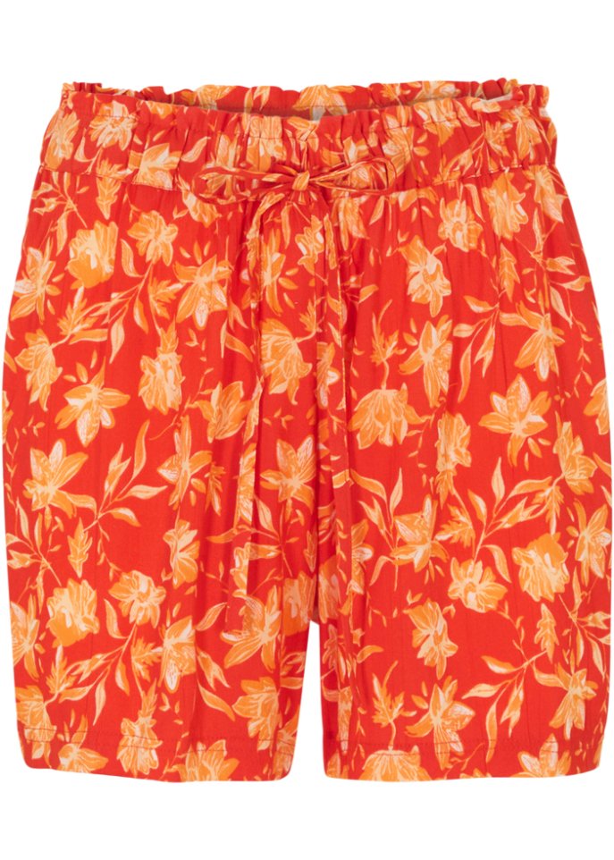 Shorts mit Bindeband aus nachhaltiger Viskose  in rot von vorne - bpc bonprix collection